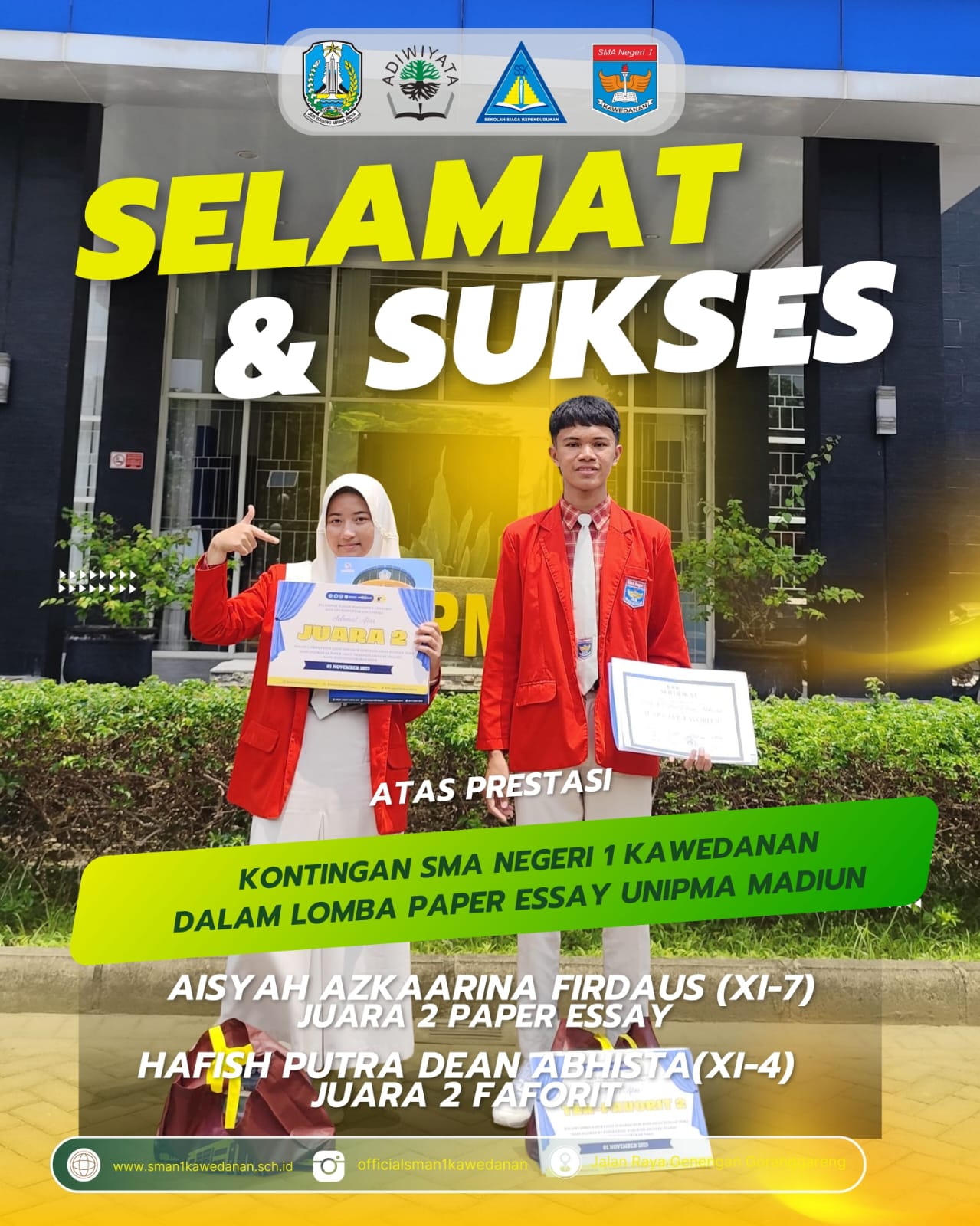Prestasi Siswa-siswi SMA Negeri 1 Kawedanan Dalam Ajang Lomba Paper Essay UNIPMA Madiun